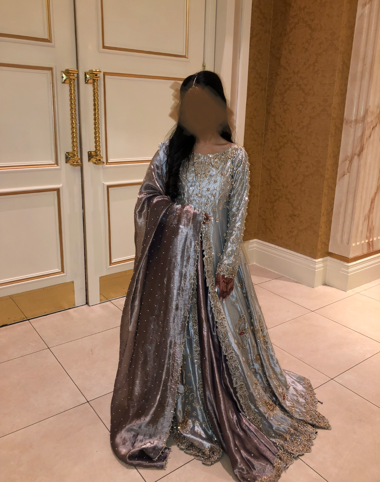 Silver Lilac Embellished Pishwaas Set