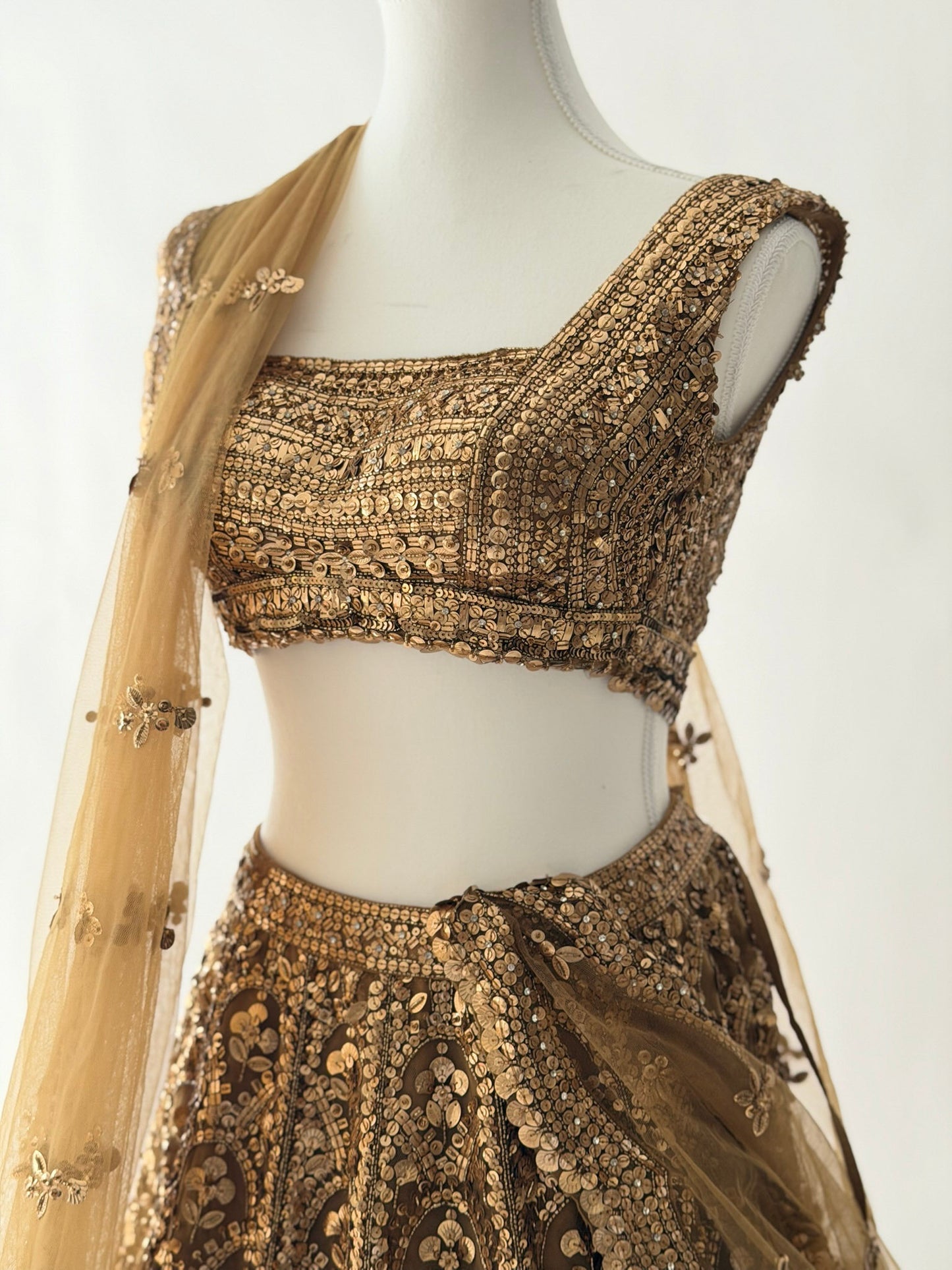 Seema Gujral Copper Sequin Lehenga Set
