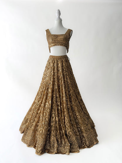 Seema Gujral Copper Sequin Lehenga Set