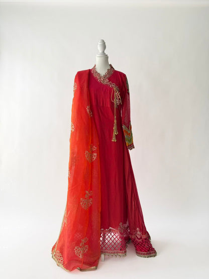 Maria B Deep Pink Angrakha Set