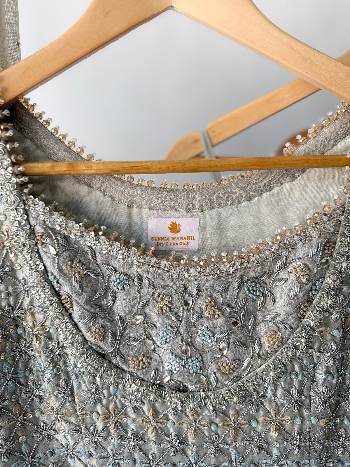 Sunnia Manahil Ice Blue & Silver Lehenga