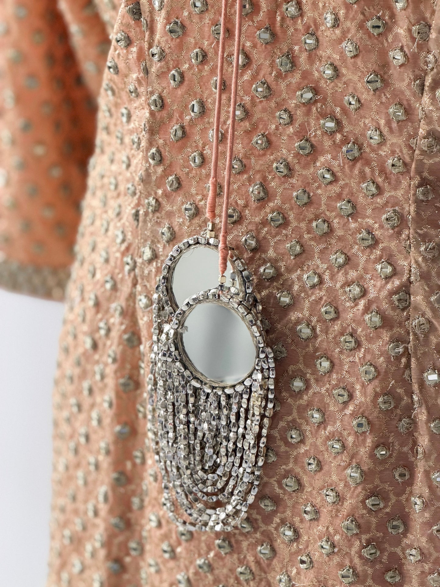 Abhinav Mishra Peach Mirror Work Sharara Set