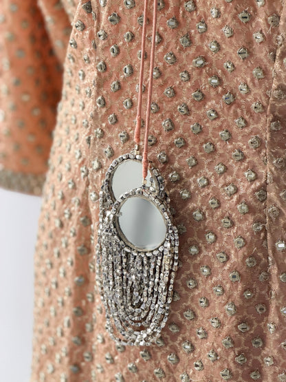 Abhinav Mishra Peach Mirror Work Sharara Set