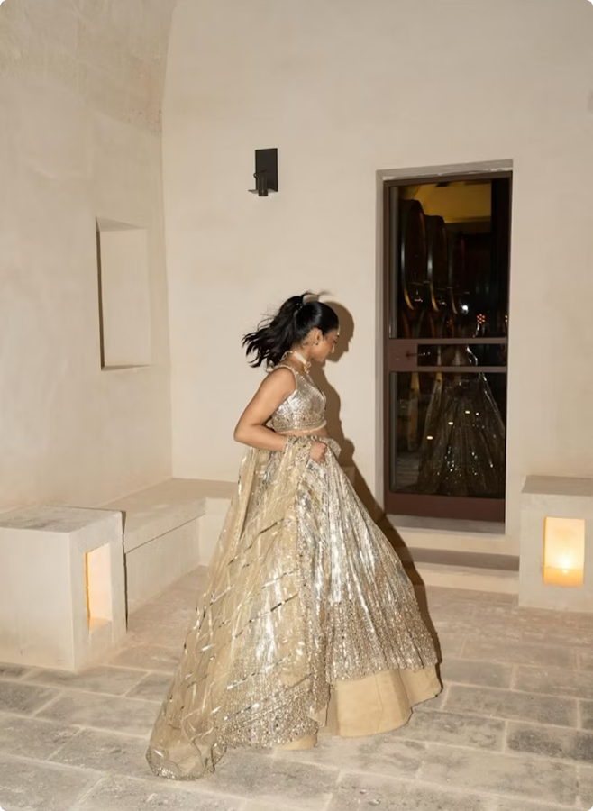 Seema Gujral Silver & Gold Lehenga