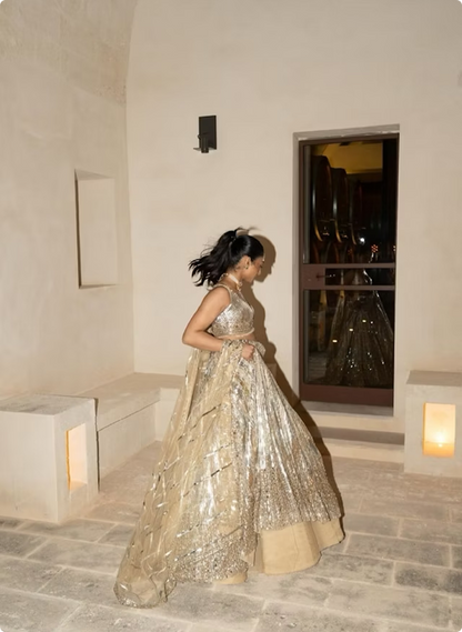 Seema Gujral Silver & Gold Lehenga