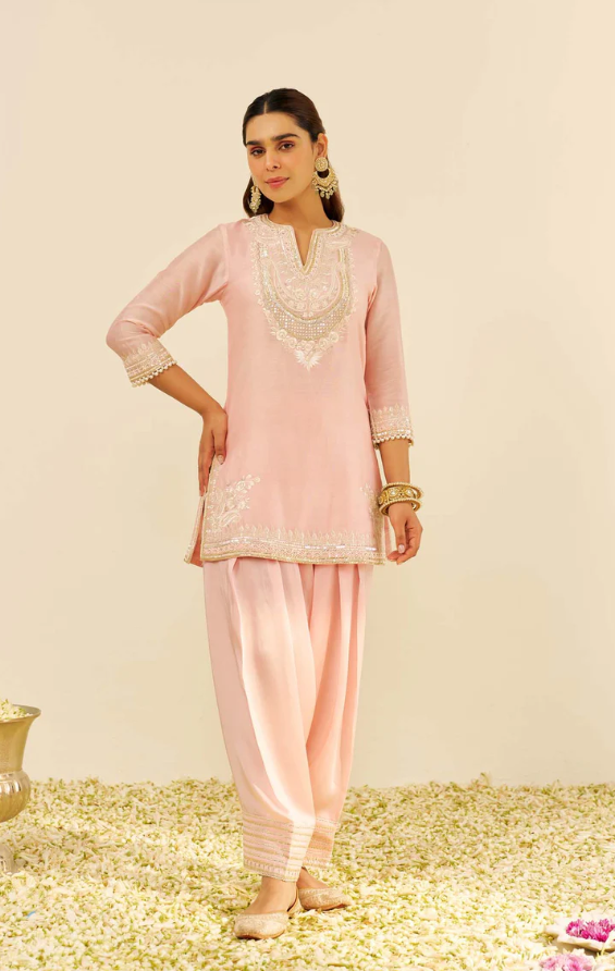Sheetal Batra Blush Pink Chanderi Kurta Set