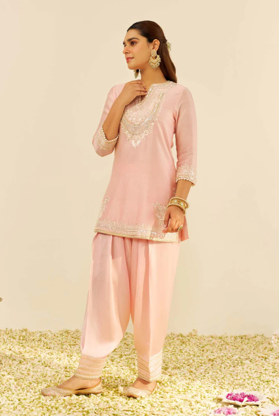 Sheetal Batra Blush Pink Chanderi Kurta Set