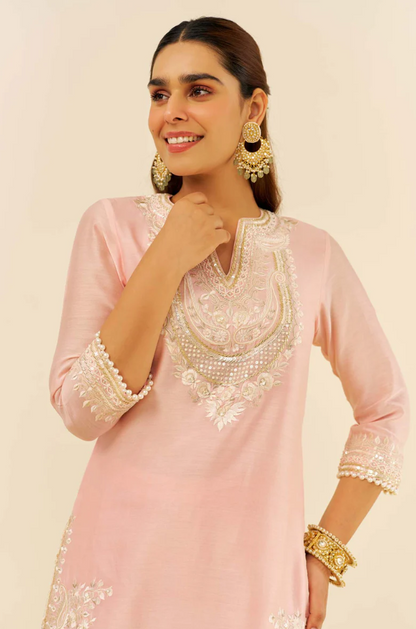 Sheetal Batra Blush Pink Chanderi Kurta Set