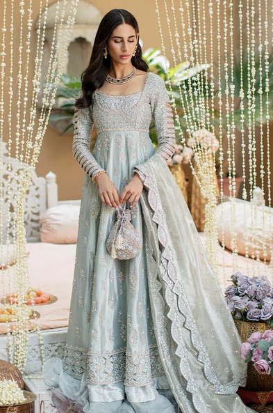 Sunnia Manahil Ice Blue & Silver Lehenga