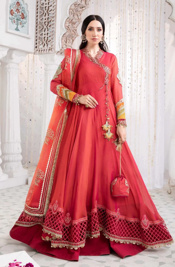 Maria B Deep Pink Angrakha Set
