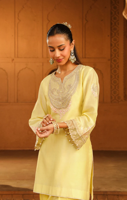 Sheetal Batra Lemon Yellow Chanderi Kurta Set