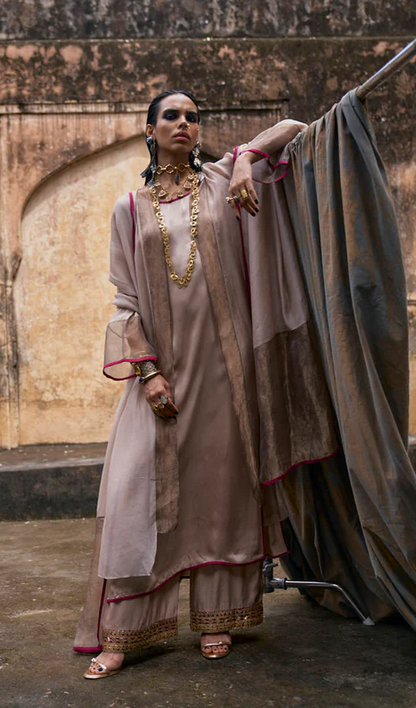 Iqbal Hussain Dusty Pink Gota Jacket Set