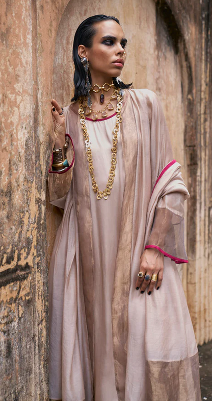 Iqbal Hussain Dusty Pink Gota Jacket Set