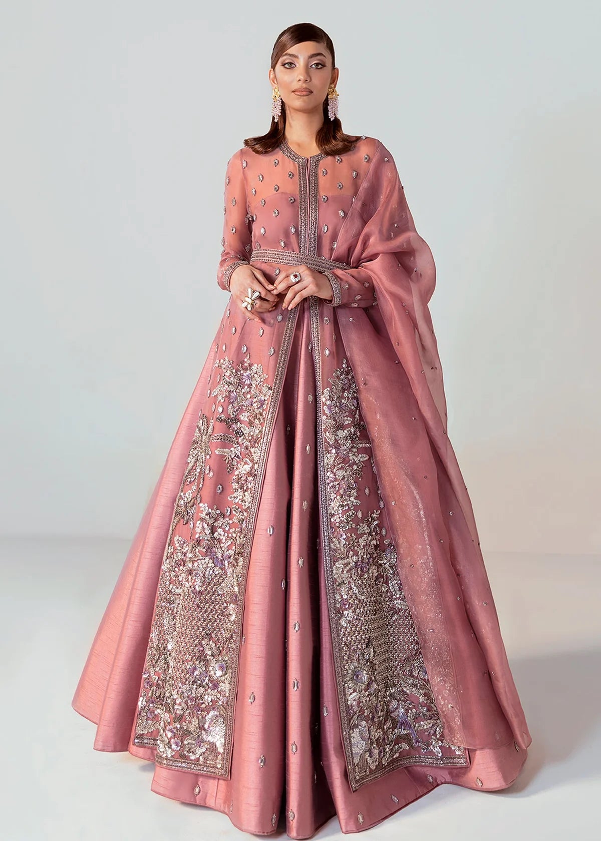 Hussain Rehar Lilac Sequin Jacket Lehenga Set