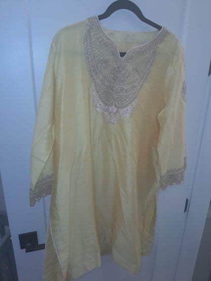 Sheetal Batra Lemon Yellow Chanderi Kurta Set