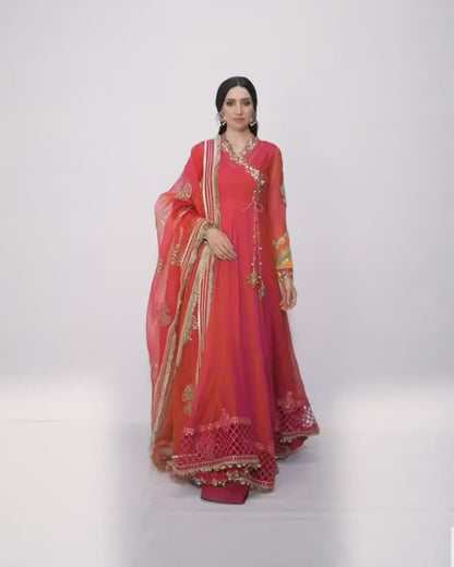 Maria B Deep Pink Angrakha Set