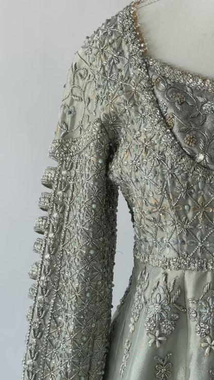 Sunnia Manahil Ice Blue & Silver Lehenga