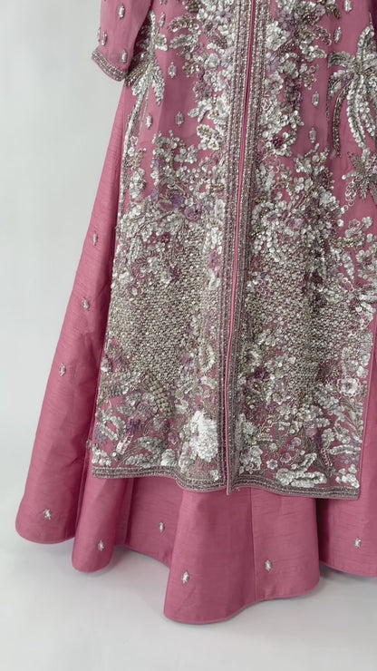 Hussain Rehar Lilac Sequin Jacket Lehenga Set
