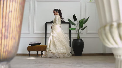 Threads & Motifs Beige Mirror Work Gown