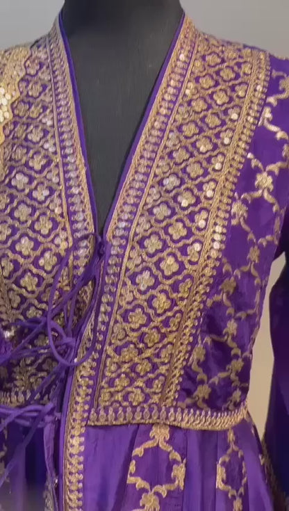 Gopi Vaid Purple Brocade Anarkali Sharara Set