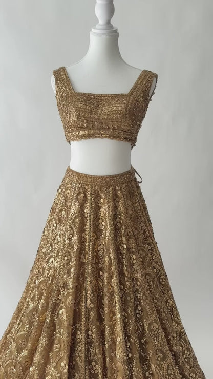 Seema Gujral Copper Sequin Lehenga Set